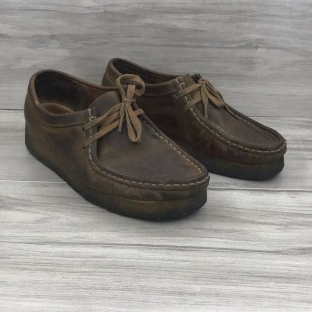 Clarks Brown Leather Wallabee-Style Flats - Picture 5 of 12